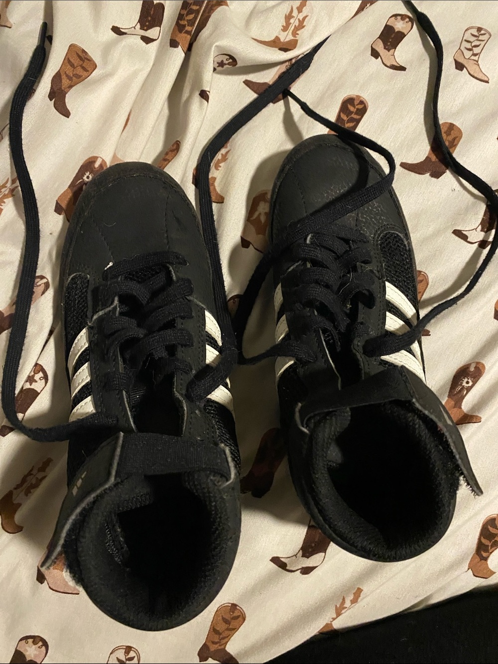 adidas Kids Black Sneakers with White Stripes
